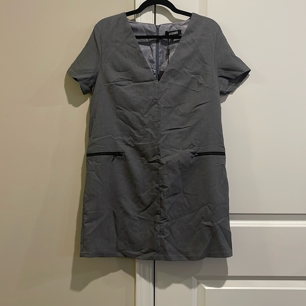 Ice Grey Shirt Dress with Zipper detail, size US8
